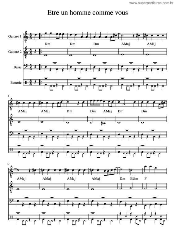 Partitura da música Etre Un Homme Comme Vous