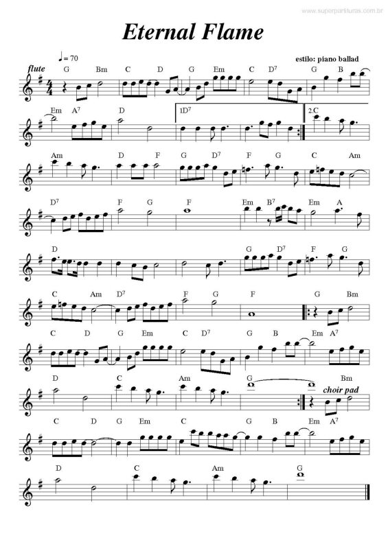 Partitura da música Etrenal Flame