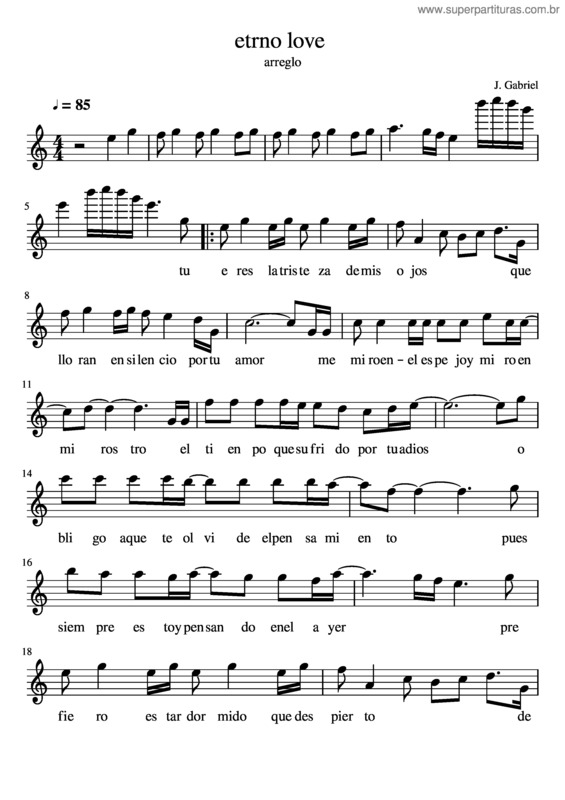 Partitura da música Etrno Love Letra