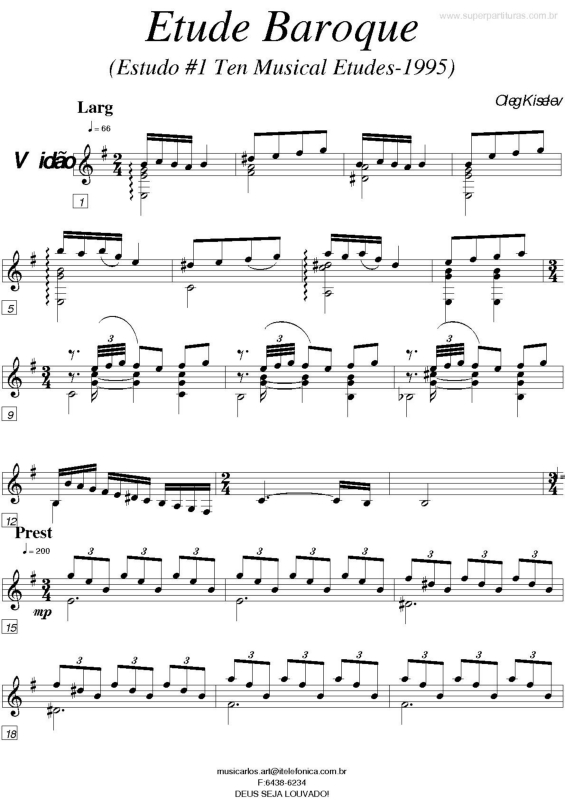 Partitura da música Etude Baroque