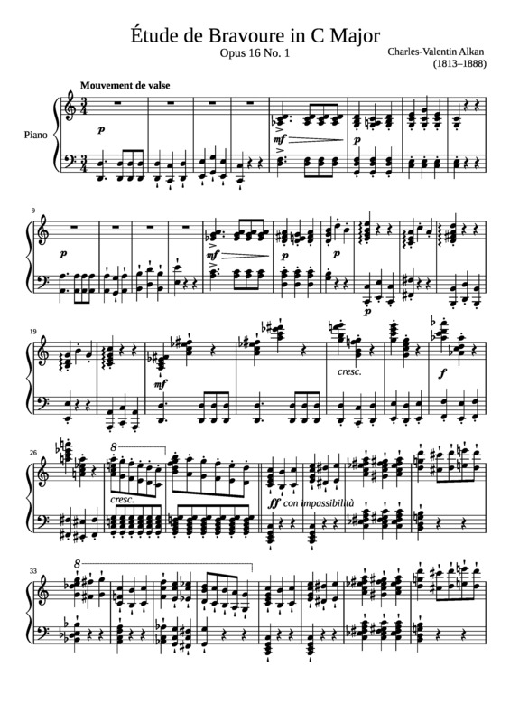 Partitura da música Étude De Bravoure Opus 16 No. 1 In C Major