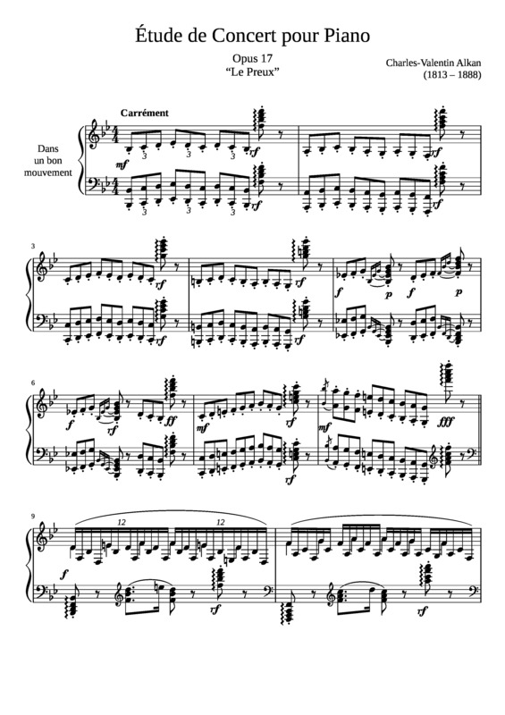 Partitura da música Étude De Concert Pour Piano Le Preux Opus 17