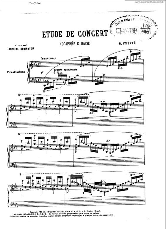 Partitura da música Etude de concert