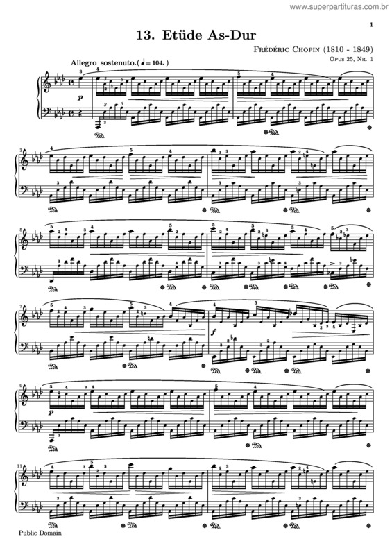 Partitura da música Etude No. 1