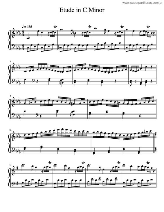 Partitura da música Etude Op. 25 No. 12 In C Minor
