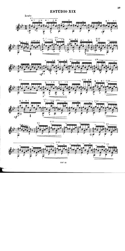 Partitura da música Etude Op29 Nr13 (Segovia Nr19)