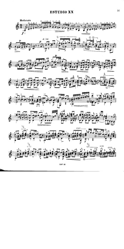 Partitura da música Etude Op29 Nr17 (Segovia Nr20)