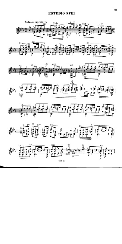 Partitura da música Etude Op29 Nr22 (Segovia Nr18)