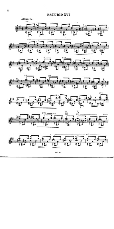 Partitura da música Etude Op29 Nr23 (Segovia Nr16)