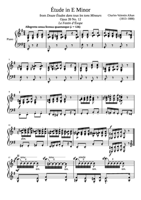 Partitura da música Etude Opus 39 No. 12 In E Minor Le Festin DEsope