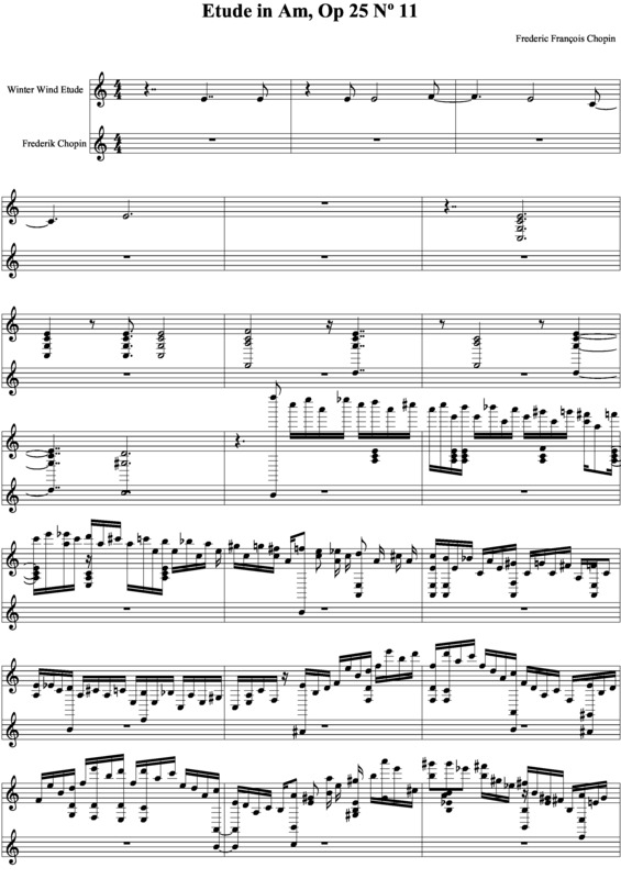 Partitura da música Etudo em Am 5 Op.25 no.11