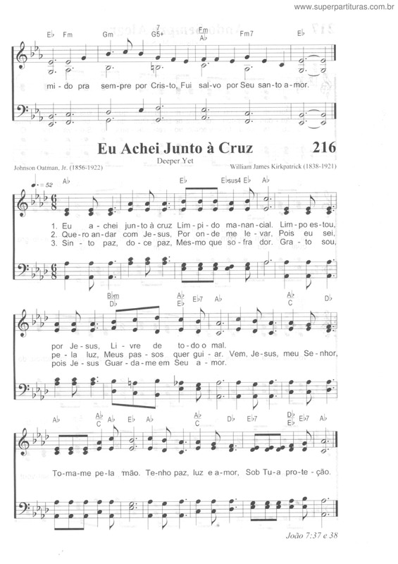 Partitura da música Eu Achei Junto À Cruz