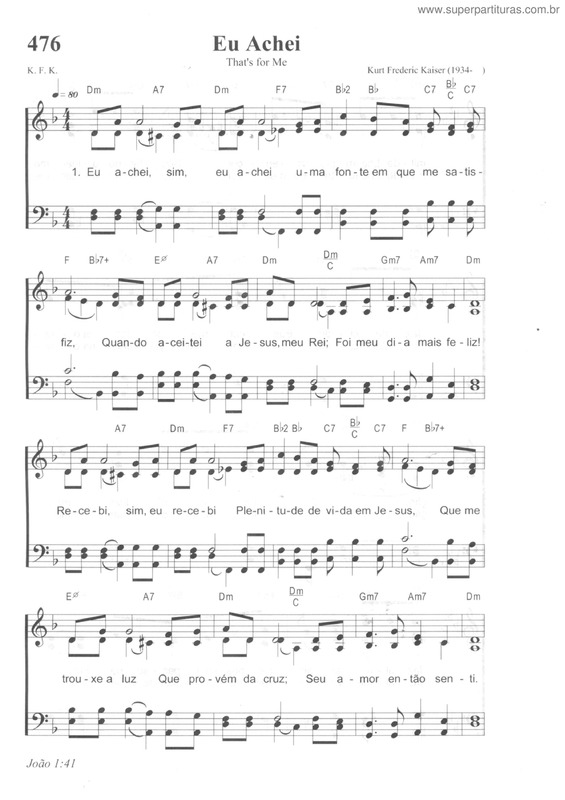 Partitura da música Eu Achei