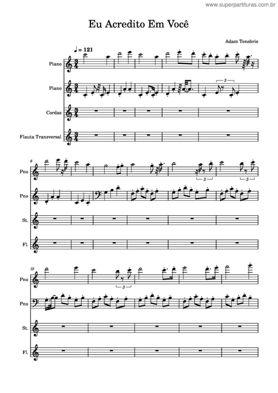 Partitura da música Eu Acredito Em Você – Adam Tenebris