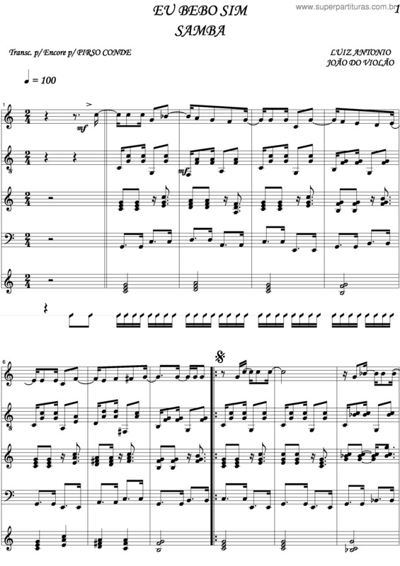 Partitura da música Eu Bebo Sim v.4