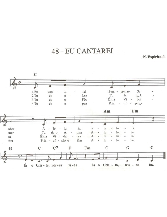 Partitura da música Eu Cantarei