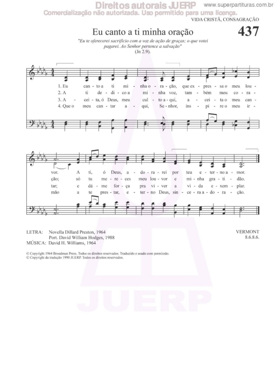 Partitura da música Eu Canto A Ti Minha Oração - 437 HCC v.2