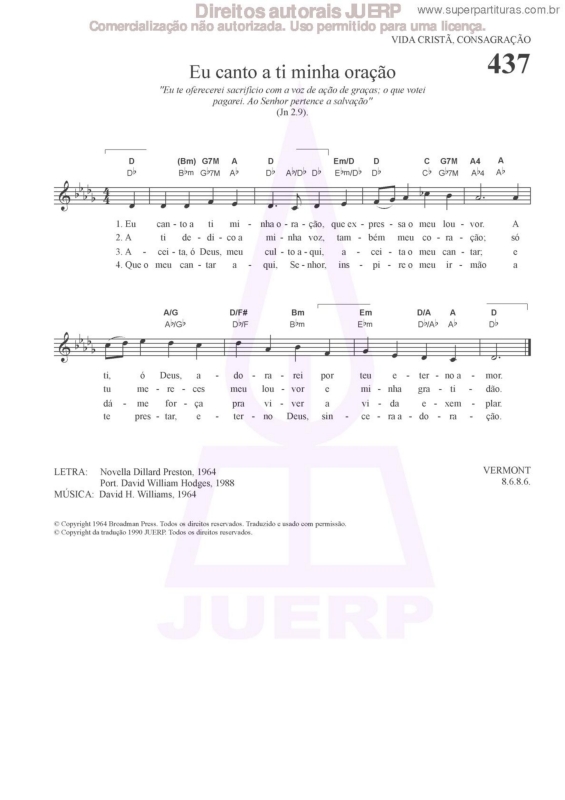 Partitura da música Eu Canto A Ti Minha Oração - 437 HCC