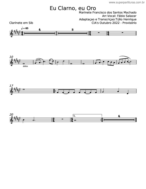 Partitura da música Eu Clamo, Eu Oro – Marinete Francisco Dos Santos Machado v.2