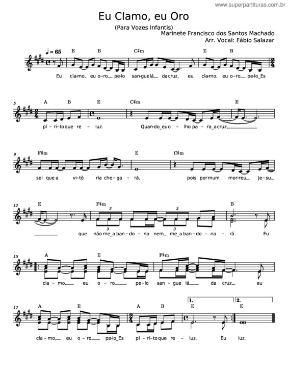 Partitura da música Eu Clamo, Eu Oro – Marinete Francisco Dos Santos Machado