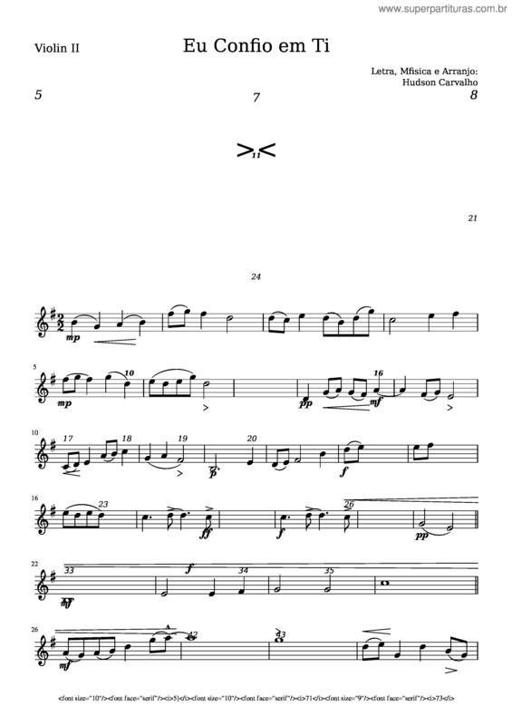 Partitura da música Eu Confio Em Ti Violino Ii