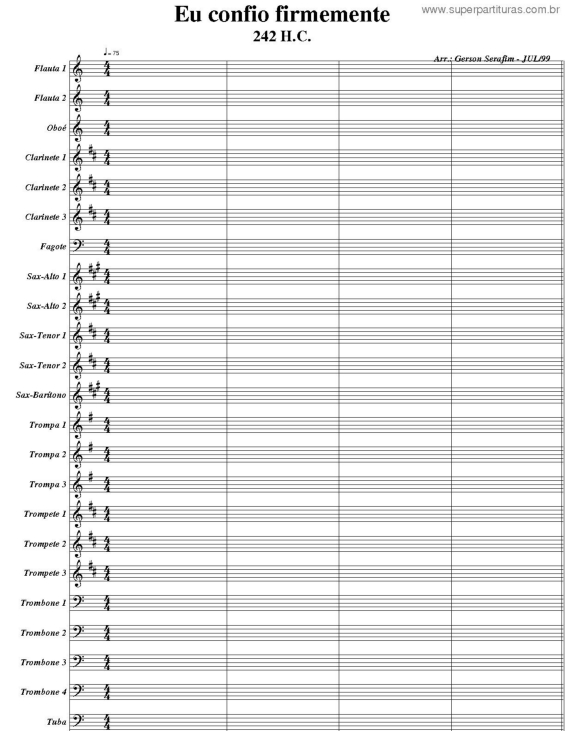 Partitura da música Eu Confio Firmamente - 242 HC