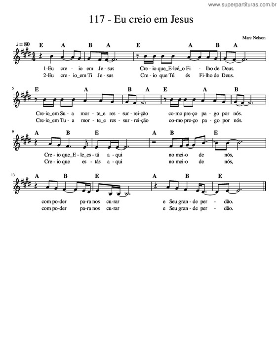 Partitura da música Eu Creio Em Jesus