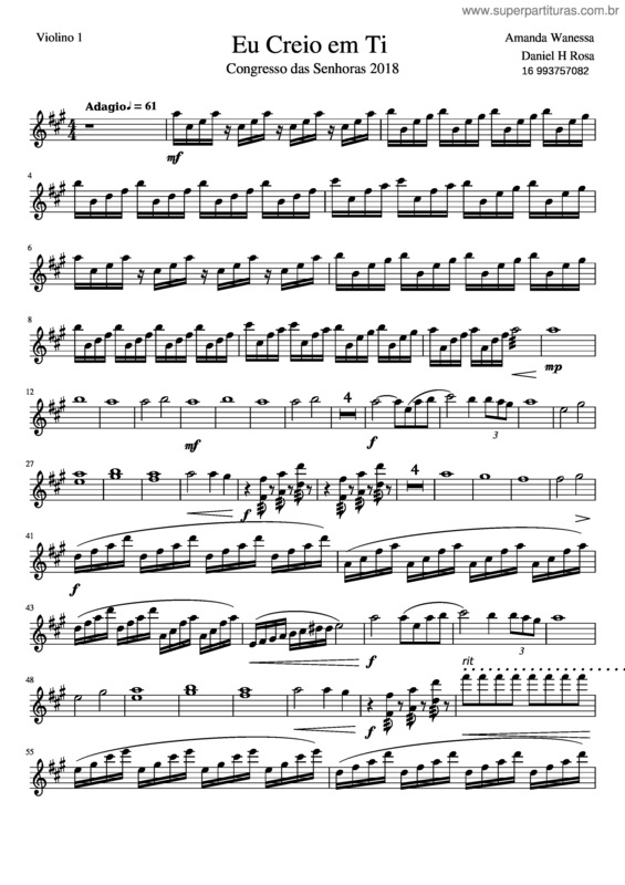 Partitura da música Eu Creio Em Ti