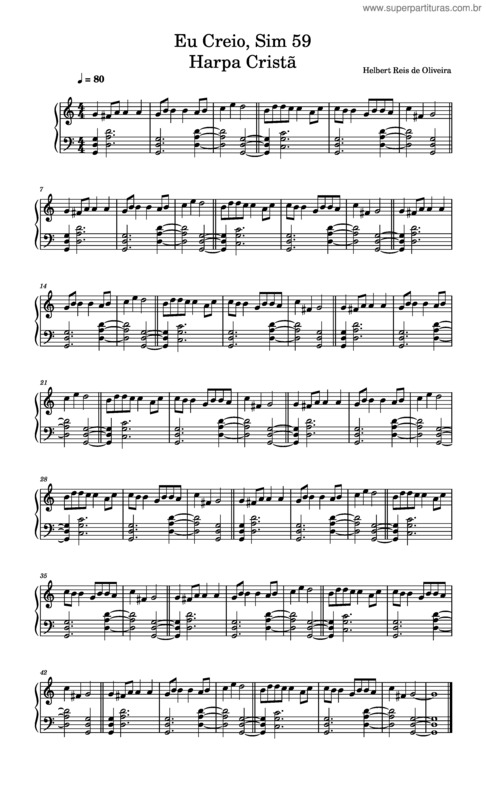 Partitura da música Eu Creio Sim– Helbert Reis De Oliveira