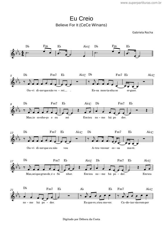 Partitura da música Eu Creio v.3
