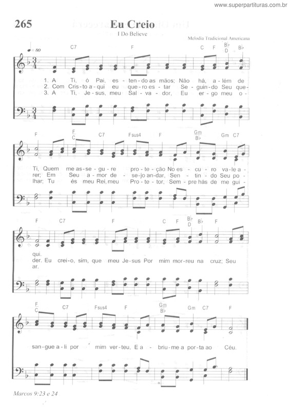 Partitura da música Eu Creio