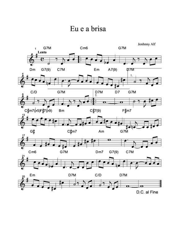 Partitura da música Eu e a Brisa v.6