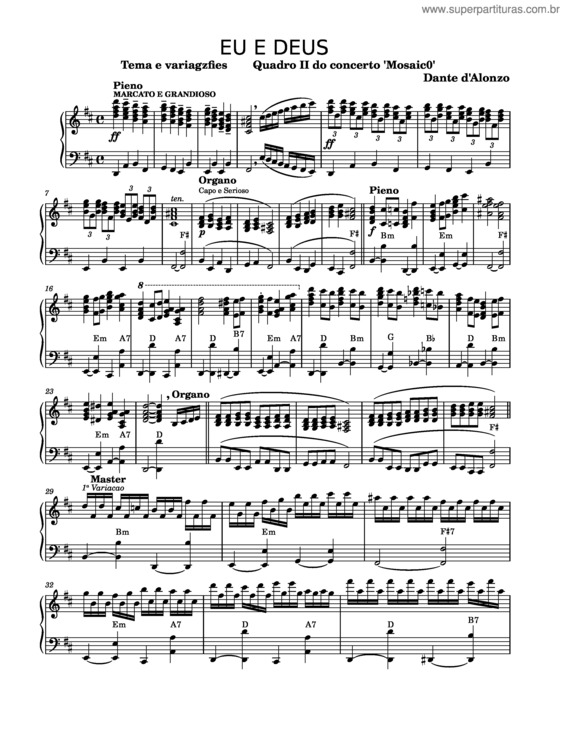 Partitura da música Eu E Deus – Dante D`Alonzo