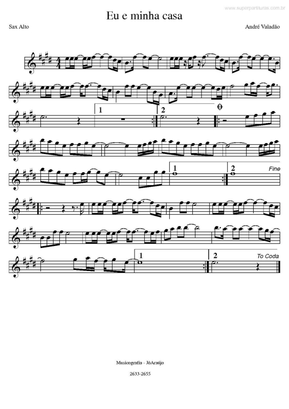 Partitura da música Eu e Minha Casa