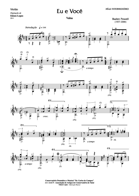 Partitura da música Eu e Você (Valsa)