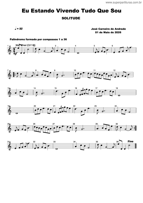 Partitura da música Eu Estando Vivendo Tudo Que Sou
