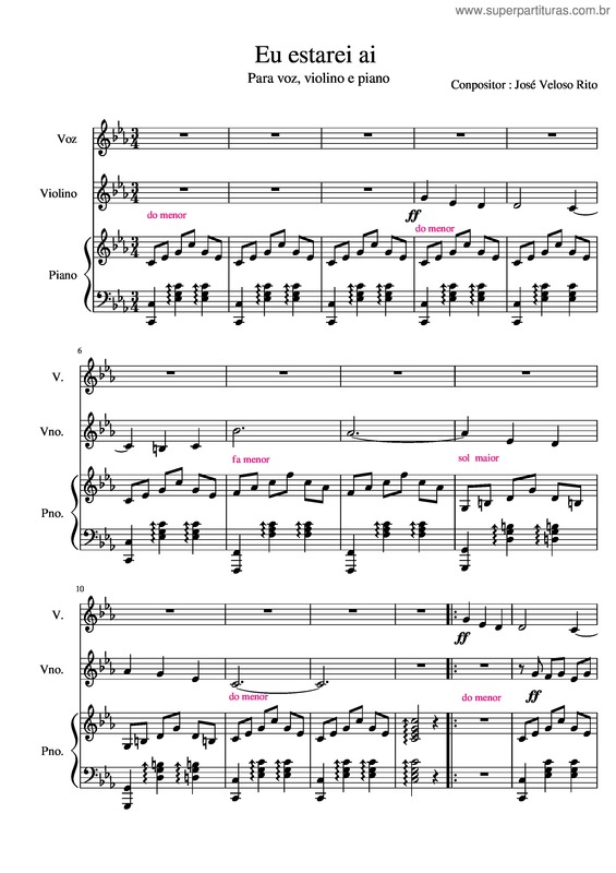 Partitura da música Eu Estarei Ai Voz Violino E Piano Def Def