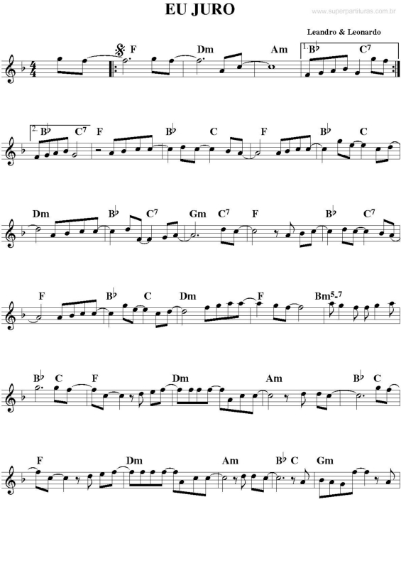 Partitura da música Eu Jur