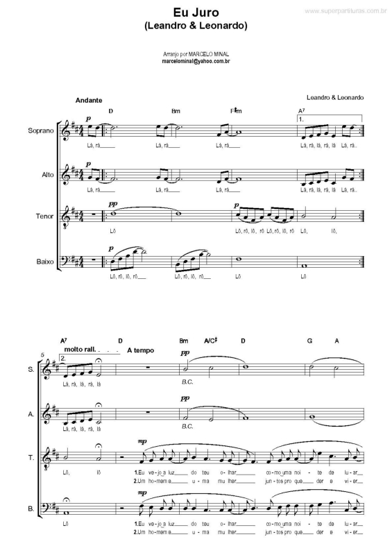 Partitura da música Eu Juro v.2