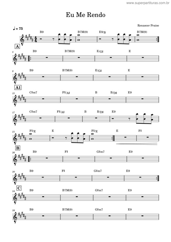 Partitura da música Eu Me Rendo – Renascer Praise Eu Me Rendo –  Arranjo Final