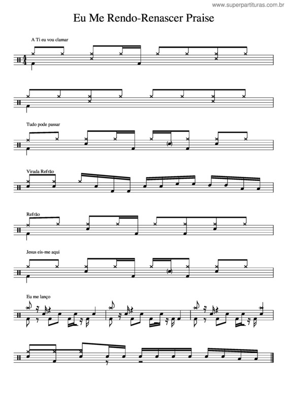 Partitura da música Eu Me Rendo–Drum – Discopraise