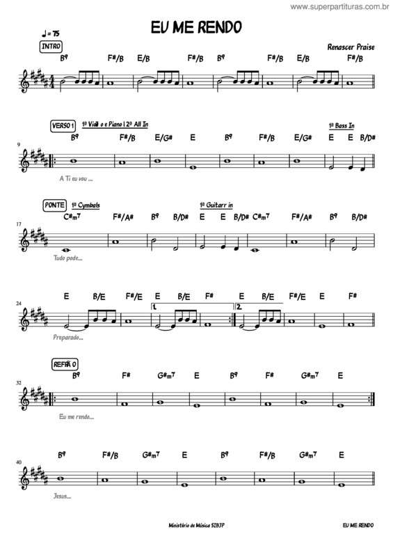 Partitura da música Eu Me Rendo v.4