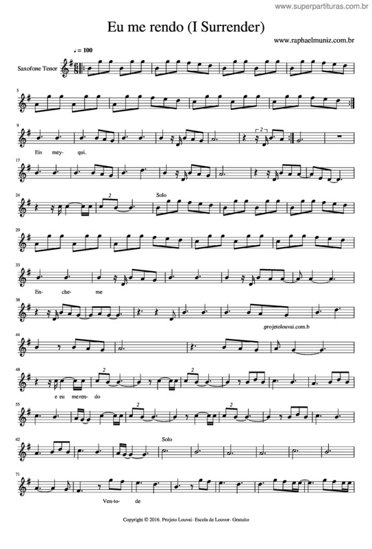 Partitura da música Eu Me Rendo v.5