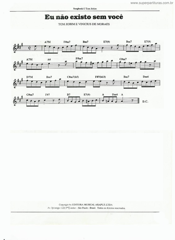 Partitura da música Eu Não Existo Sem Você