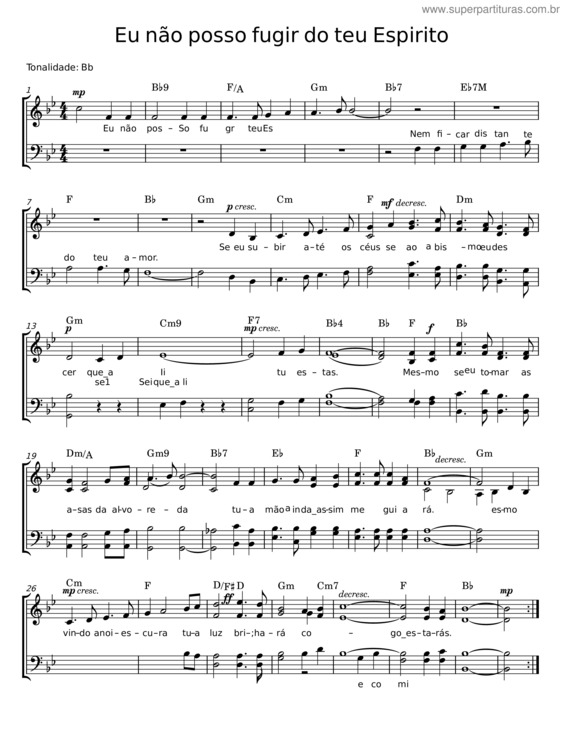 Partitura da música Eu Não Posso Fugir Do Teu Espirito v.3