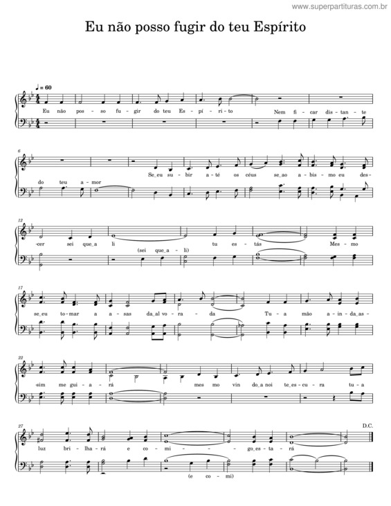 Partitura da música Eu Não Posso Fugir Do Teu Espírito v.4