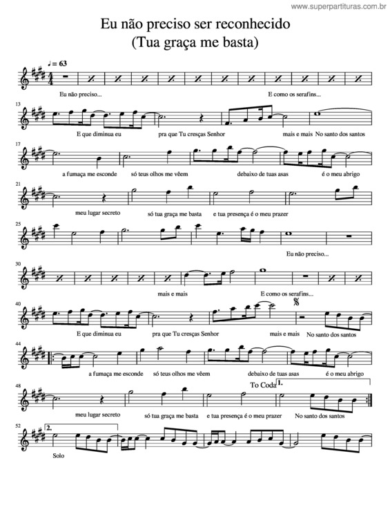 Partitura da música Eu Não Preciso Ser Reconhecido v.2