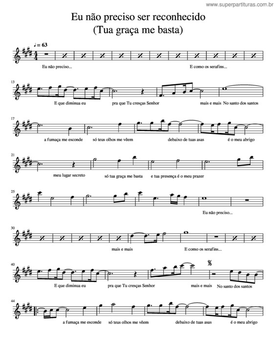Partitura da música Eu Não Preciso Ser Reconhecido