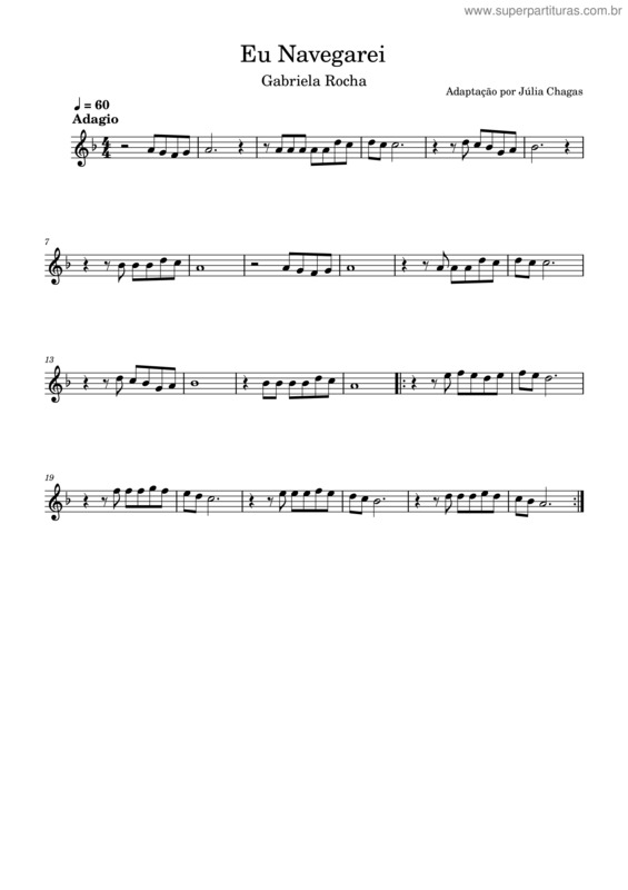 Partitura da música Eu Navegarei – Gabriela Rocha v.2