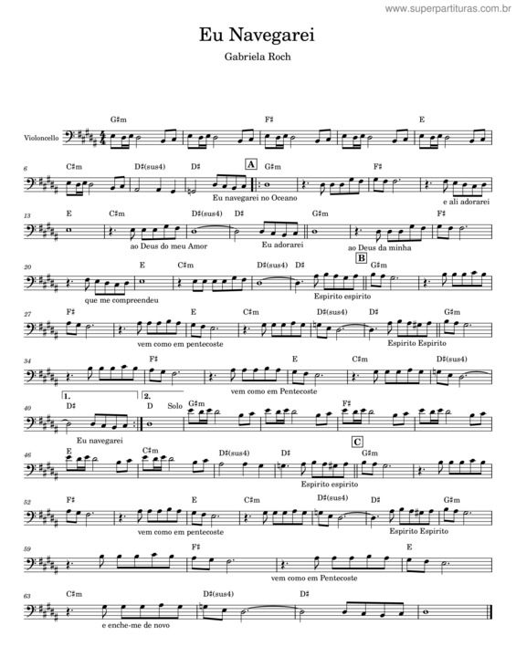 Partitura da música Eu Navegarei – Gabriela Rocha v.3